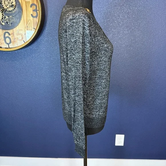 J. Crew NWT Gray/Black Marled Crew Neck Sweater with Button Shoulder | Size XS - Picture 4 of 7